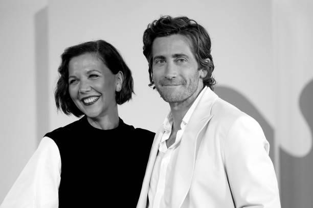 Director Maggie Gyllenhaal and Jake Gyllenhaal attend the red carpet of the movie "The Lost Daughter
