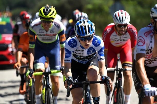 Michael Storer of Australia and Team DSM polka dot mountain jersey competes in the breakaway during the 76th Tour of Spain 2021, Stage 20 a 202,2km...