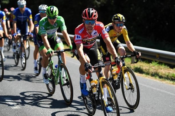 Primoz Roglic of Slovenia and Team Jumbo - Visma red leader jersey competes during the 76th Tour of Spain 2021, Stage 20 a 202,2km km stage from...