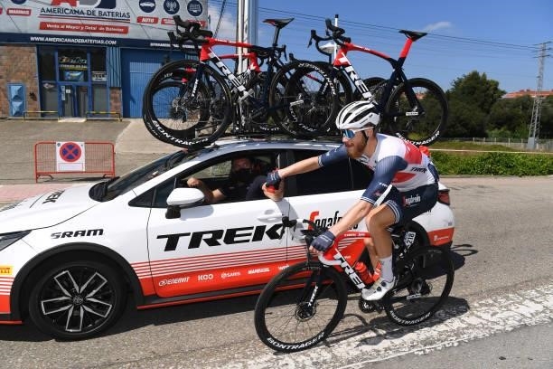 Quinn Simmons of United States and Team Trek - Segafredo in feed zone during the 76th Tour of Spain 2021, Stage 20 a 202,2km km stage from Sanxenxo...