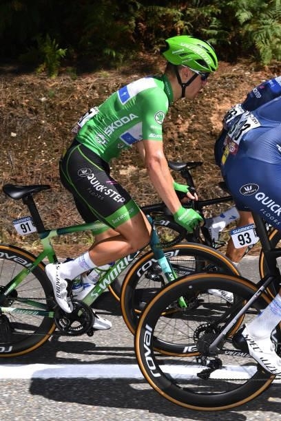 Fabio Jakobsen of Netherlands and Team Deceuninck - Quick-Step green points jersey competes during the 76th Tour of Spain 2021, Stage 20 a 202,2km km...