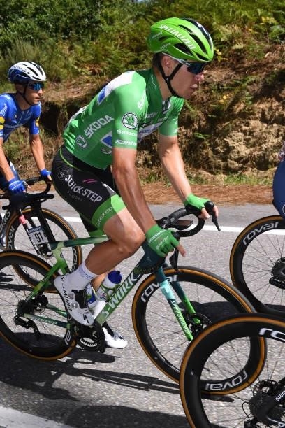 Fabio Jakobsen of Netherlands and Team Deceuninck - Quick-Step green points jersey competes during the 76th Tour of Spain 2021, Stage 20 a 202,2km km...