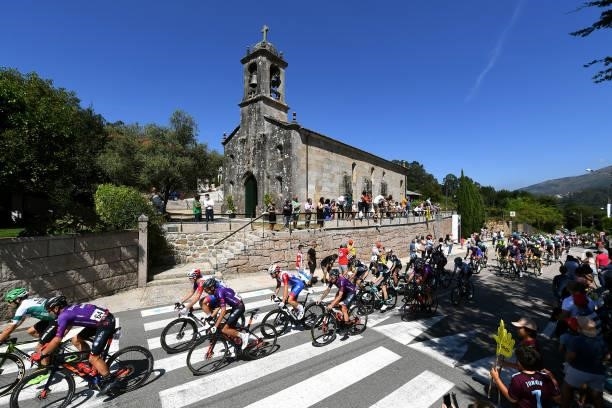 General view of Carlos Canal Blanco of Spain and Team Burgos - BH, Oscar Cabedo Carda of pain and Team Burgos - BH, Arnaud Demare of France and Team...