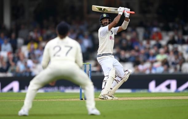 Cheteshwar Pujara of India bats during day three of the Fourth LV= Insurance Test Match between England and India at The Kia Oval on September 04,...