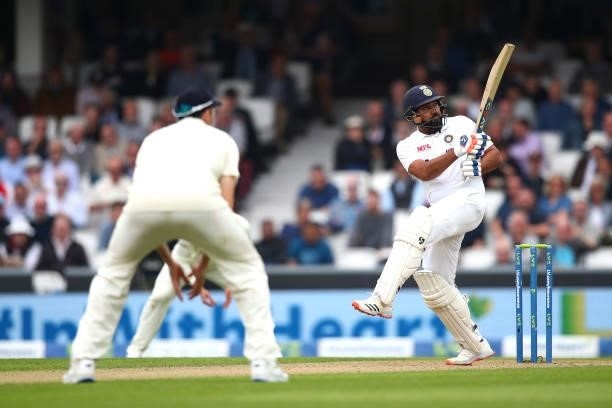 Rohit Sharma of India in action during Day Three of the Fourth LV= Insurance Test Match between England and India at The Kia Oval on September 04,...