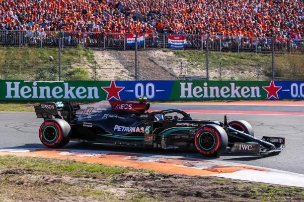 Valtteri Bottas of Finland and Mercedes AMG Petronas during the Qualification of F1 Grand Prix of The Netherlands at Circuit Zandvoort on September...