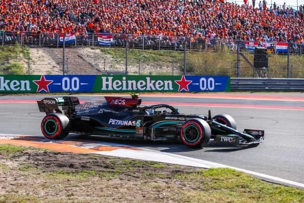 Valtteri Bottas of Finland and Mercedes AMG Petronas during the Qualification of F1 Grand Prix of The Netherlands at Circuit Zandvoort on September...