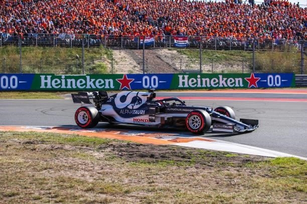 Yuki Tsunoda of Japan and Alpha Tauri during the Qualification of F1 Grand Prix of The Netherlands at Circuit Zandvoort on September 4, 2021 in...