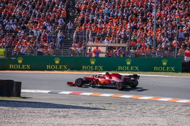 Carlos Sainz of Spain and Scuderia Ferrari during the Qualification of F1 Grand Prix of The Netherlands at Circuit Zandvoort on September 4, 2021 in...