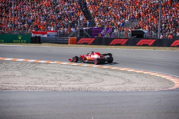 Charles Leclerc of Monaco and Scuderia Ferrari during the Qualification of F1 Grand Prix of The Netherlands at Circuit Zandvoort on September 4, 2021...