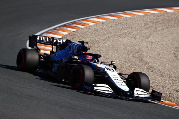 George Russell of Great Britain driving the Williams Racing FW43B Mercedes during qualifying ahead of the F1 Grand Prix of The Netherlands at Circuit...