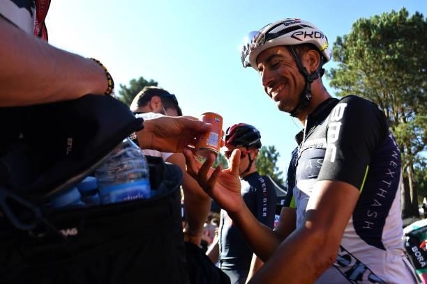 Fabio Aru of Italy and Team Qhubeka Nexthash cools down after crosses the finishing line during the 76th Tour of Spain 2021, Stage 20 a 202,2km km...