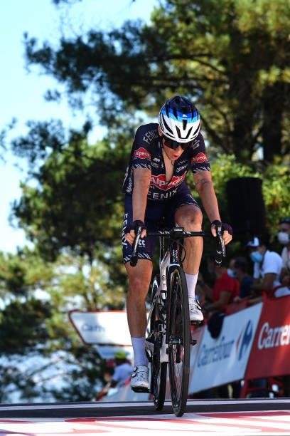 Floris De Tier of Belgium and Team Alpecin-Fenix crosses the finishing line during the 76th Tour of Spain 2021, Stage 20 a 202,2km km stage from...