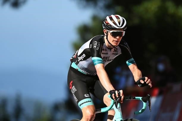 Nicholas Schultz of Australia and Team BikeExchange crosses the finishing line during the 76th Tour of Spain 2021, Stage 20 a 202,2km km stage from...