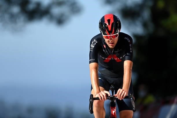 Pavel Sivakov of Russia and Team INEOS Grenadiers after crosses the finishing line during the 76th Tour of Spain 2021, Stage 20 a 202,2km km stage...