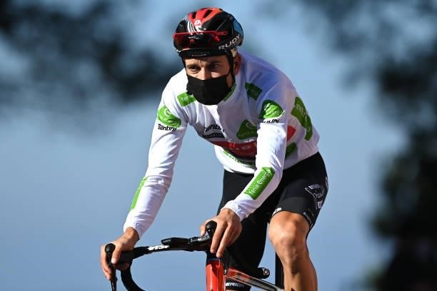 Gino Mäder of Switzerland and Team Bahrain Victorious white best young jersey after the 76th Tour of Spain 2021, Stage 20 a 202,2km km stage from...