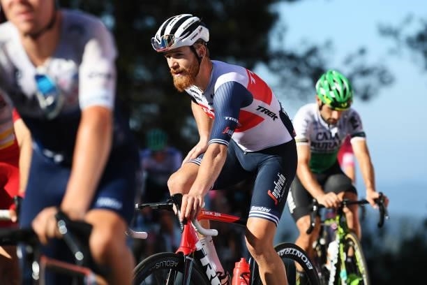Quinn Simmons of United States and Team Trek - Segafredo crosses the finishing line during the 76th Tour of Spain 2021, Stage 20 a 202,2km km stage...