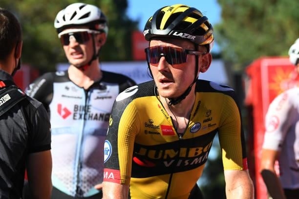 Sam Oomen of Netherlands and Team Jumbo - Visma crosses the finishing line during the 76th Tour of Spain 2021, Stage 20 a 202,2km km stage from...