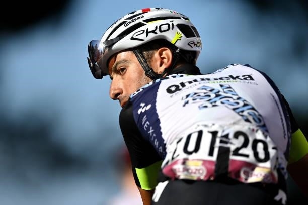 Detailed view of Fabio Aru of Italy and Team Qhubeka Nexthash after the 76th Tour of Spain 2021, Stage 20 a 202,2km km stage from Sanxenxo to Mos....