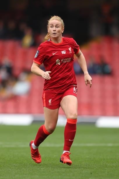 Rachel Furness of Liverpool in action during the Barclays FA Women's Championship match between Watford Ladies and Liverpool Women at Vicarage Road...