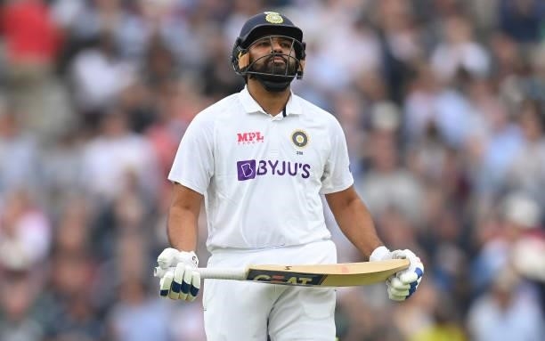 Rohit Sharma of India leaves the field after being dismissed during the third day of the 4th LV= Test Match between England and India at The Kia Oval...