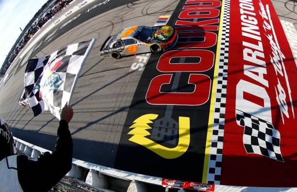 Noah Gragson, driver of the Bass Pro Shops/TrueTimber/BRCC Chevrolet, takes the checkered flag to win the NASCAR Xfinity Series Sport Clips Haircuts...