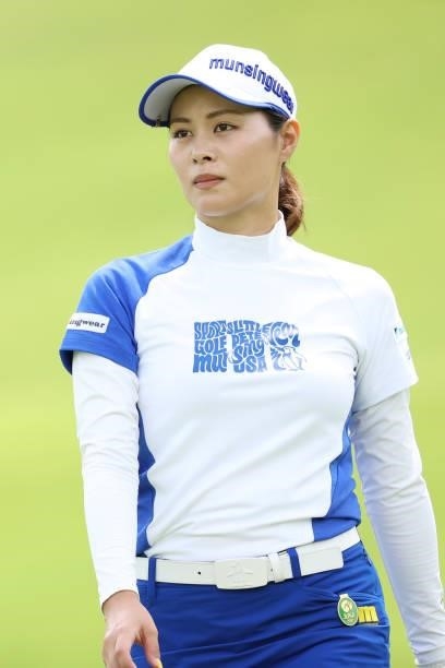 Hina Arakaki of Japan looks on during the final round of the Golf5 Ladies at Golf5 Country Yokkaichi Course on September 05, 2021 in Yokkaichi, Mie,...