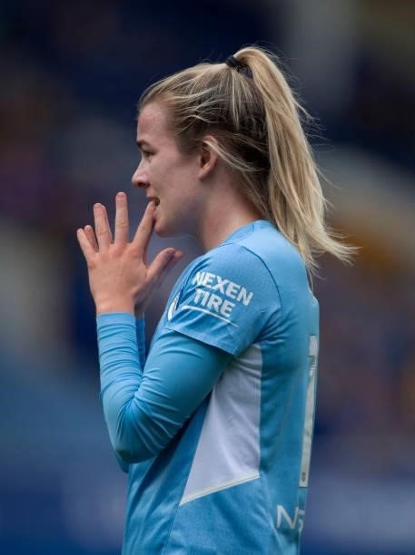 Lauren Hemp of Manchester City looks dejected during the Barclays FA Women's Super League match between Everton Women and Manchester City Women at...
