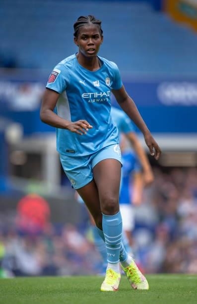 Khadija Shaw of Manchester City during the Barclays FA Women's Super League match between Everton Women and Manchester City Women at Goodison Park on...