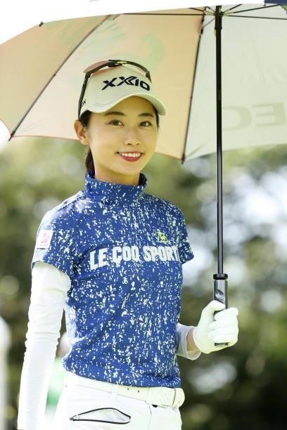 Yuka Yasuda of Japan smiles during the final round of the Golf5 Ladies at Golf5 Country Yokkaichi Course on September 05, 2021 in Yokkaichi, Mie,...