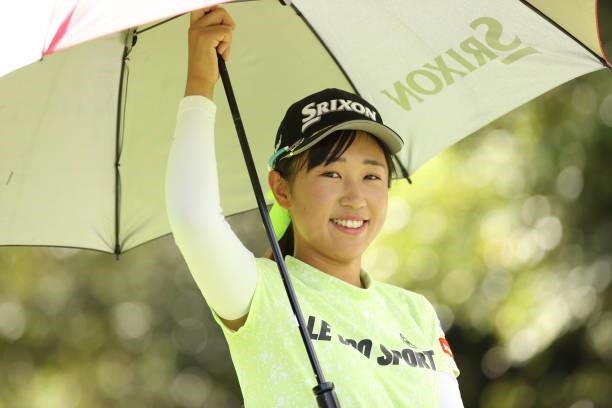 Nana Suganuma of Japan smiles during the final round of the Golf5 Ladies at Golf5 Country Yokkaichi Course on September 05, 2021 in Yokkaichi, Mie,...