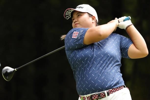 Rena Ishikawa of Japan hits her tee shot on the 2nd hole during the final round of the Golf5 Ladies at Golf5 Country Yokkaichi Course on September...