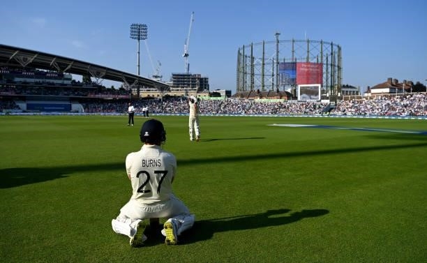 England opening batsman Rory Burns prepares to bat during day four of the Fourth LV= Insurance Test Match between England and India at The Kia Oval...