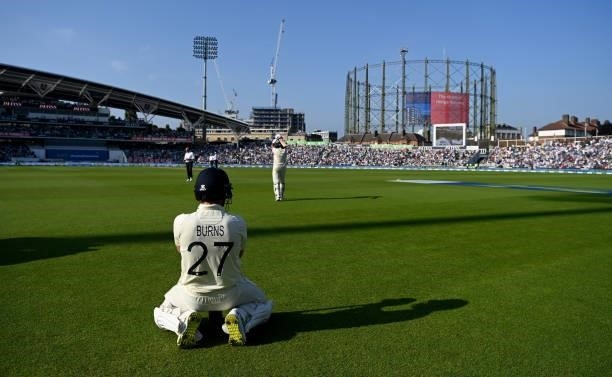 England opening batsman Rory Burns prepares to bat during day four of the Fourth LV= Insurance Test Match between England and India at The Kia Oval...