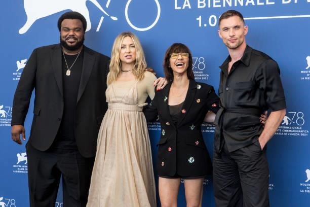 Craig Robinson, Kate Hudson, Ana Lily Amirpour and Ed Skrein attend the photocall of "Mona Lisa And The Blood Moon