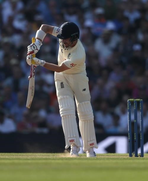 Rory Burns of England bats during day four of the LV= Insurance test match between England and India at The Kia Oval on September 05, 2021 in London,...