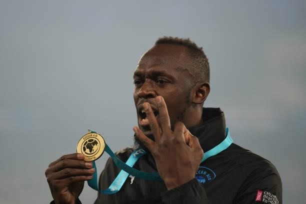 Usain Bolt after Soccer Aid for Unicef 2021 at Etihad Stadium on September 04, 2021 in Manchester, England.