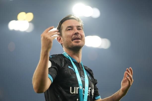 In action during Soccer Aid for Unicef 2021 at Etihad Stadium on September 04, 2021 in Manchester, England.