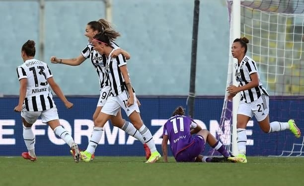 Barbara Bonansea of Juventus women celebrates after scoring her team second goal during the Women Serie A match between ACF Fiorentina and Juventus...