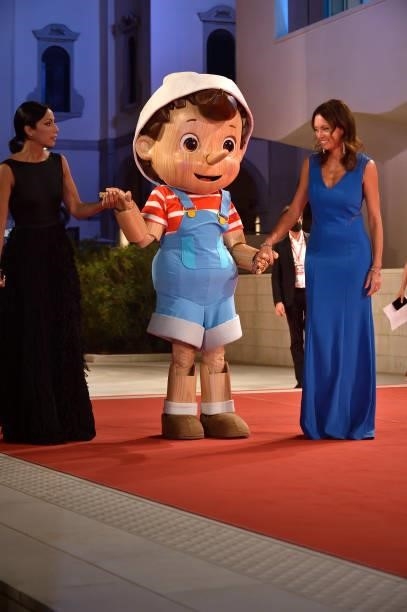Puppet of Pinocchio attends the red carpet of the movie "Last Night In Soho during the 78 Venice International Film Festival on September 4, 2021 in...