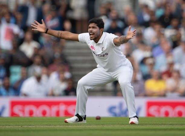 Umesh Yadav of India appeals during the Fourth LV= Insurance Test Match: Day Two between England and India at The Kia Oval on September 03, 2021 in...