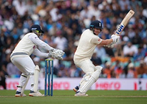 Jonny Bairstow of England batting as Rishabh Pant of India keeps wicket during the Fourth LV= Insurance Test Match: Day Two between England and India...