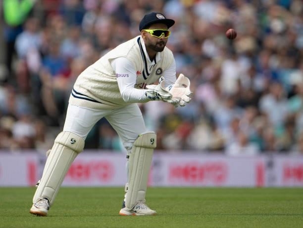 Wicket-keeper Rishabh Pant of India during the Fourth LV= Insurance Test Match: Day Two between England and India at The Kia Oval on September 03,...