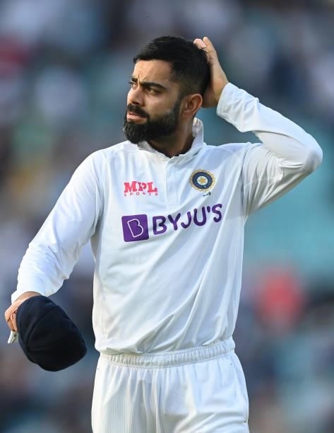Virat Kohli of India leaves the field after the fourth day of the 4th LV= Test Match between England and India at The Kia Oval on September 05, 2021...