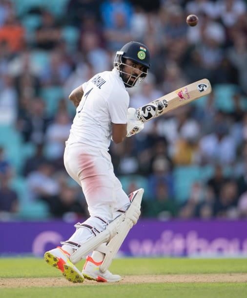 Rahul of India batting during the Fourth LV= Insurance Test Match: Day Two between England and India at The Kia Oval on September 03, 2021 in London,...