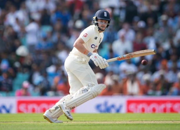 Ollie Pope of England batting during the Fourth LV= Insurance Test Match: Day Two between England and India at The Kia Oval on September 03, 2021 in...