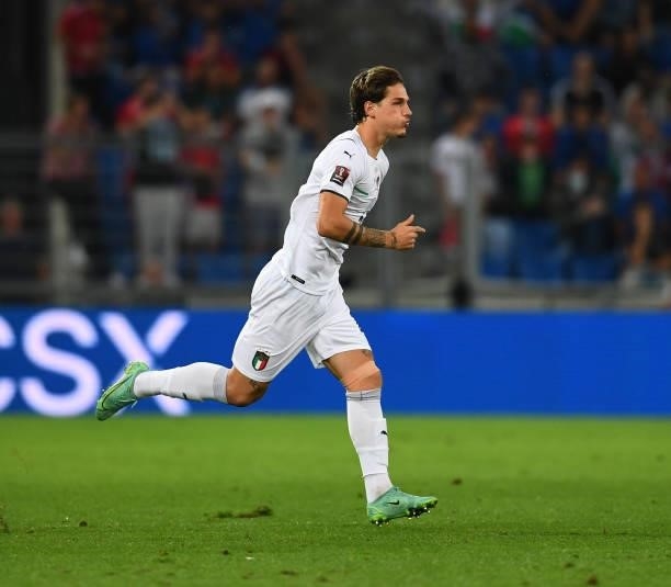 Nicolo Zaniolo of Italy in action during the 2022 FIFA World Cup Qualifier match between Switzerland and Italy at St Jacob Park on September 05, 2021...