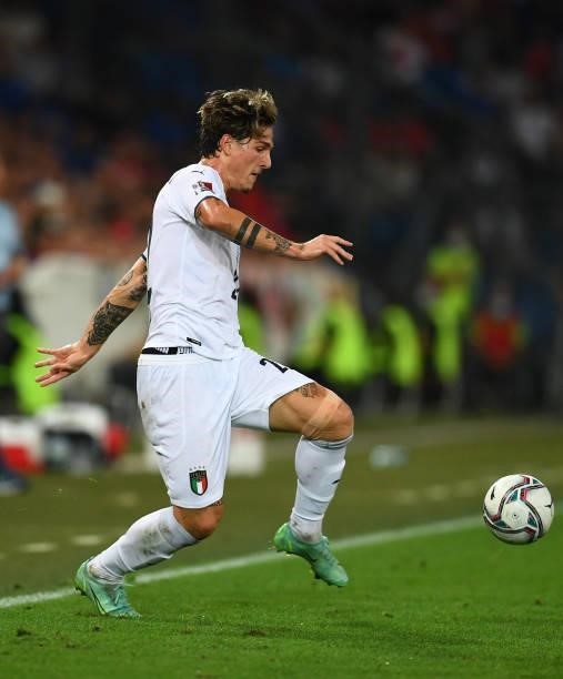 Nicolo Zaniolo of Italy in action during the 2022 FIFA World Cup Qualifier match between Switzerland and Italy at St Jacob Park on September 05, 2021...