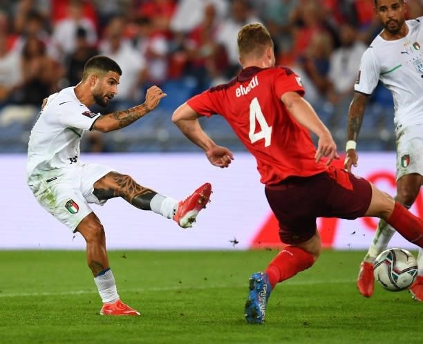 Lorenzo Insigne of Italy in action during the 2022 FIFA World Cup Qualifier match between Switzerland and Italy at St Jacob Park on September 05,...