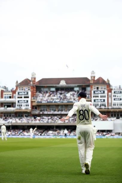 Ollie Pope of England during Day Three of the Fourth LV= Insurance Test Match between England and India at The Kia Oval on September 04, 2021 in...